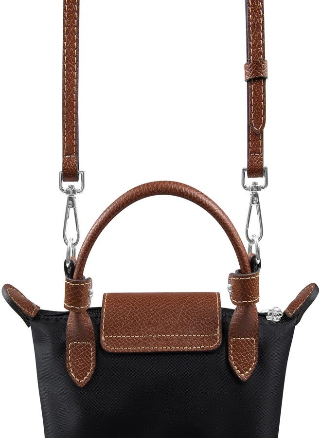 SOPROM Crossbody Strap for Longchamp Pouch with Handle Mini Bag Adjustable Conversion Replacement Kit for Long Champ(Width:11mm,Color:Brown&Silver) - Image 2
